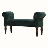 Bokel Home Bench Mineo Velvet Bench - Forest Green/Walnut