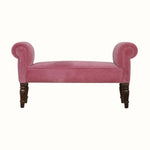 Bokel Home Bench Mineo Velvet Bench - Rose Pink/Walnut