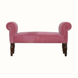 Bokel Home Bench Mineo Velvet Bench - Rose Pink/Walnut