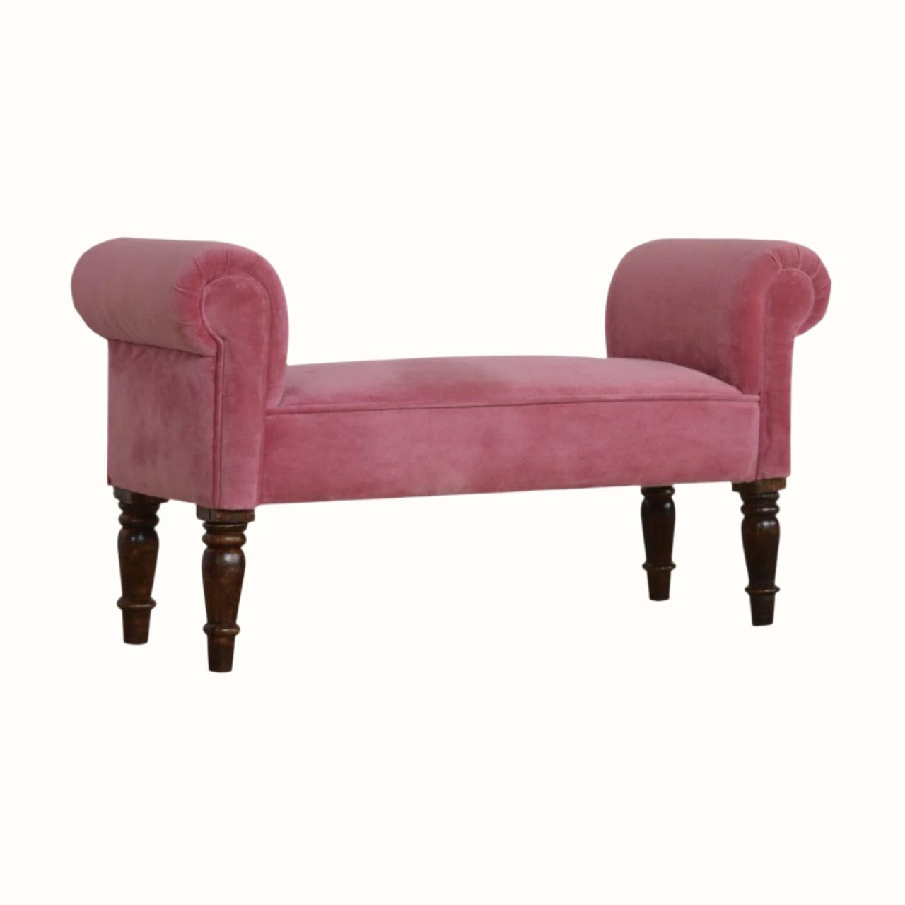 Bokel Home Bench Mineo Velvet Bench - Rose Pink/Walnut