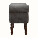 Bokel Home Bench Mineo Velvet Bench - Stone Grey/Walnut