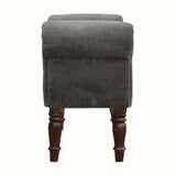 Bokel Home Bench Mineo Velvet Bench - Stone Grey/Walnut