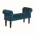 Bokel Home Bench Mineo Velvet Bench - Teal/Walnut