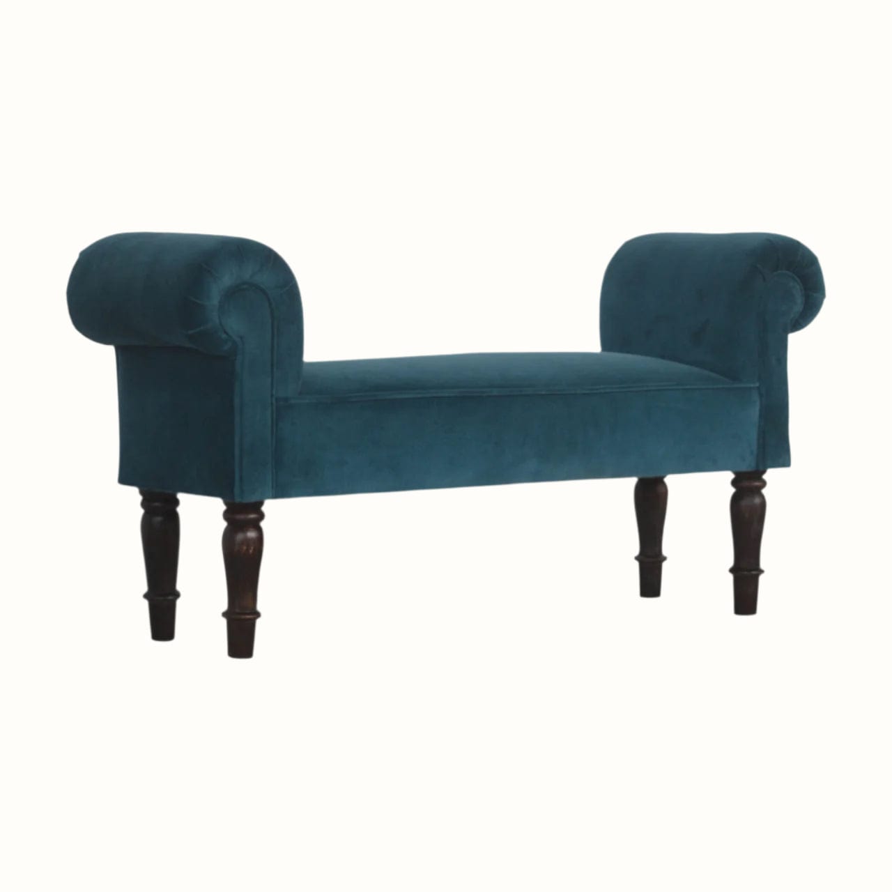 Bokel Home Bench Mineo Velvet Bench - Teal/Walnut