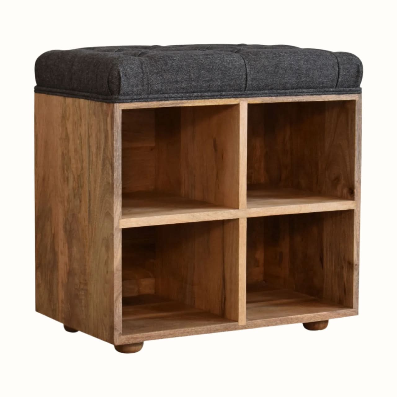 Bokel Home Bench Oliver Shoe Storage Bench, Small - Black Tweed/Natural