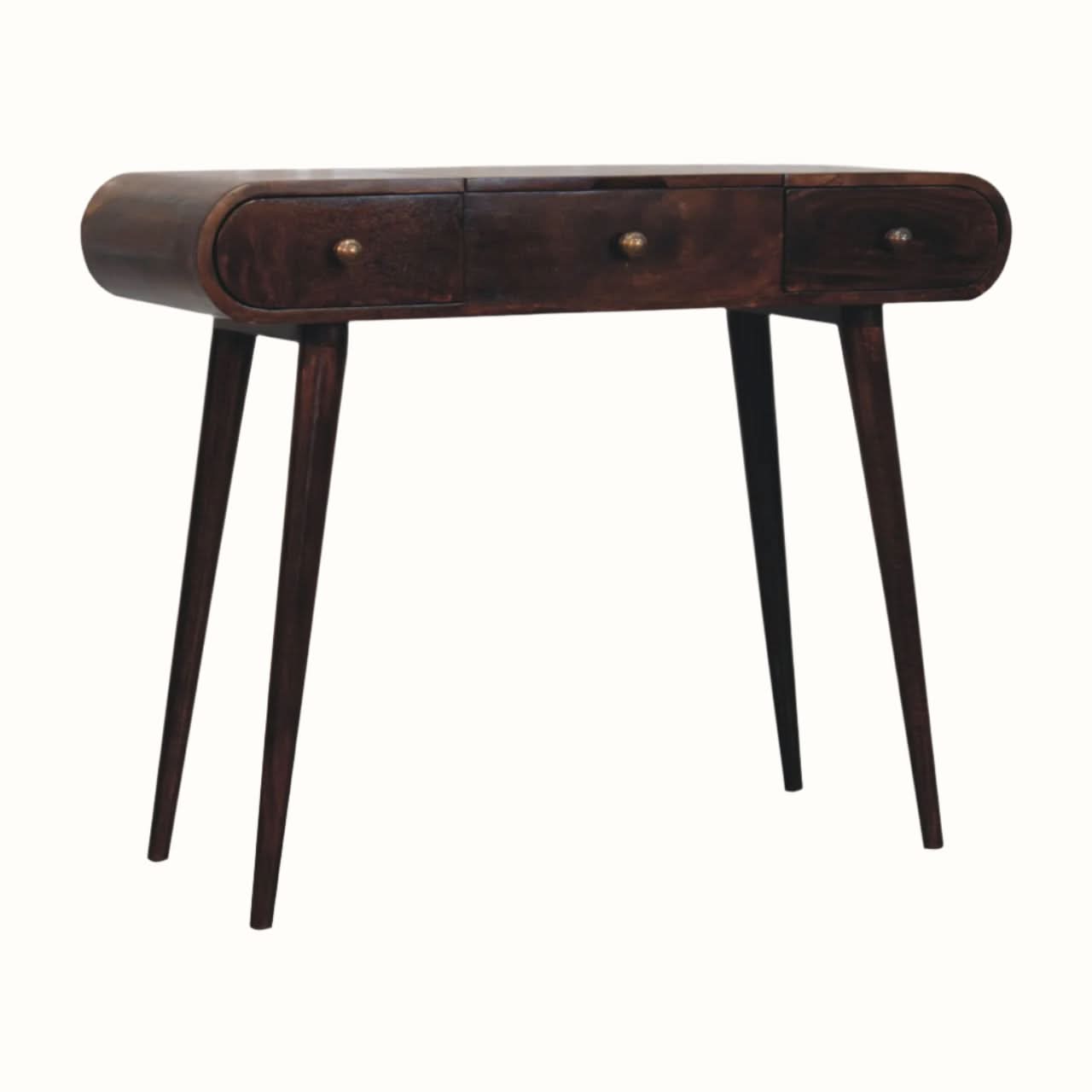 Bokel Home Dressing Tables Merrill Dressing Table with Foldable Mirror, Medium - California Walnut