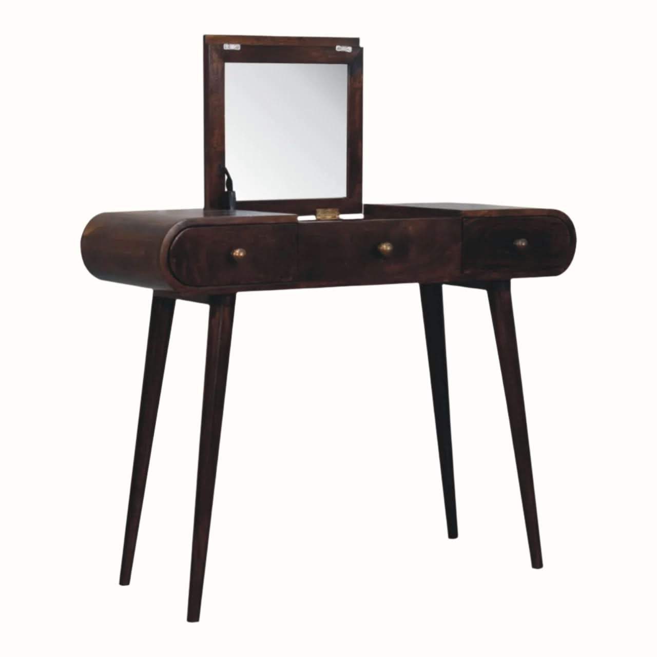 Bokel Home Dressing Tables Merrill Dressing Table with Foldable Mirror, Medium - California Walnut