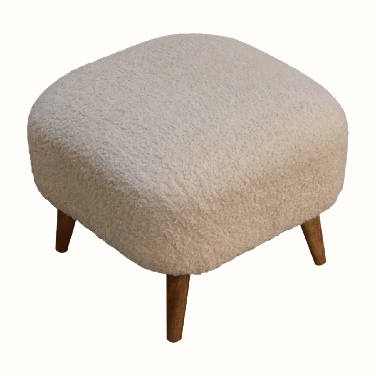 Bokel Home Footstools Boren Cream Bouclé Footstool