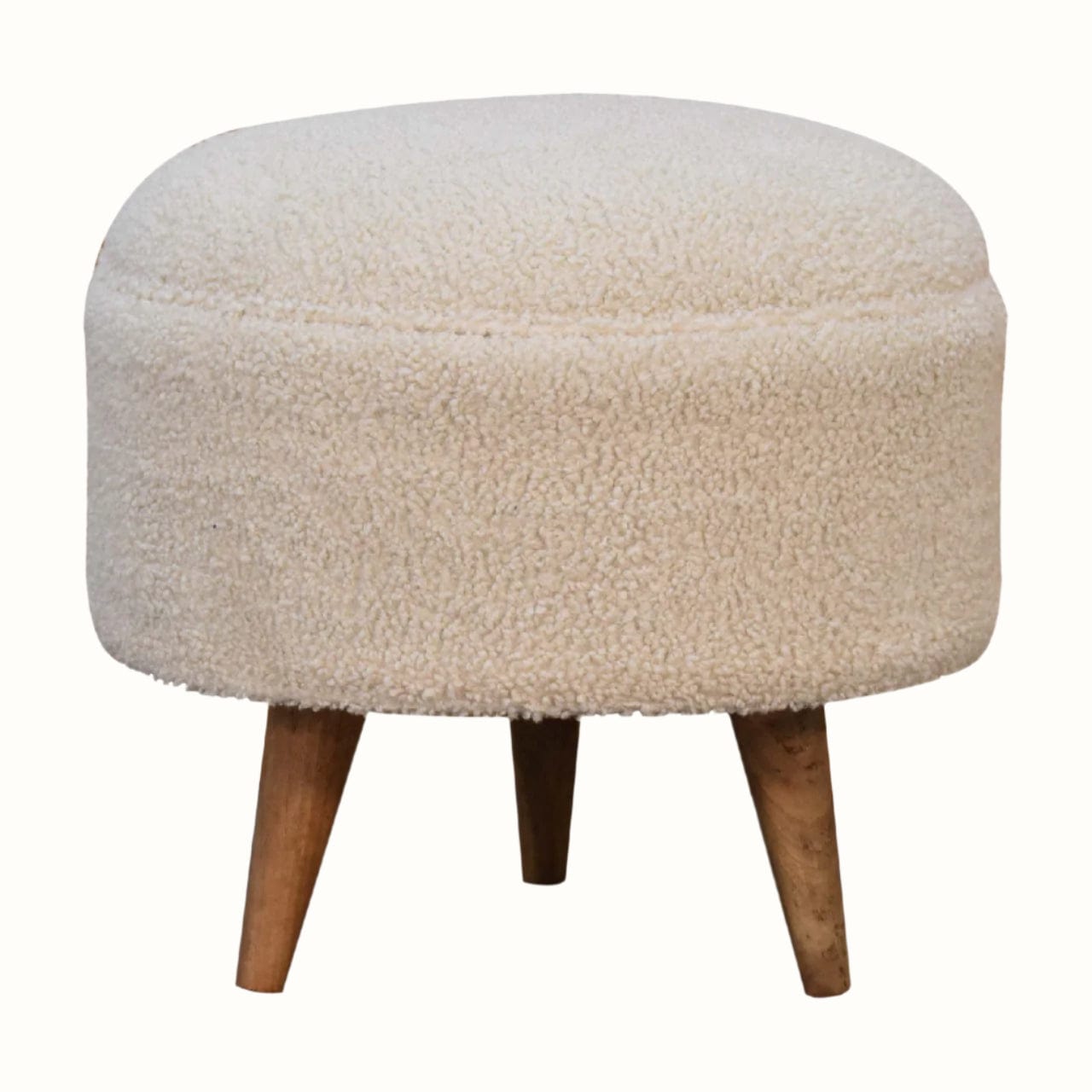 Bokel Home Footstools Button Bouclé Footstool - Cream/Natural