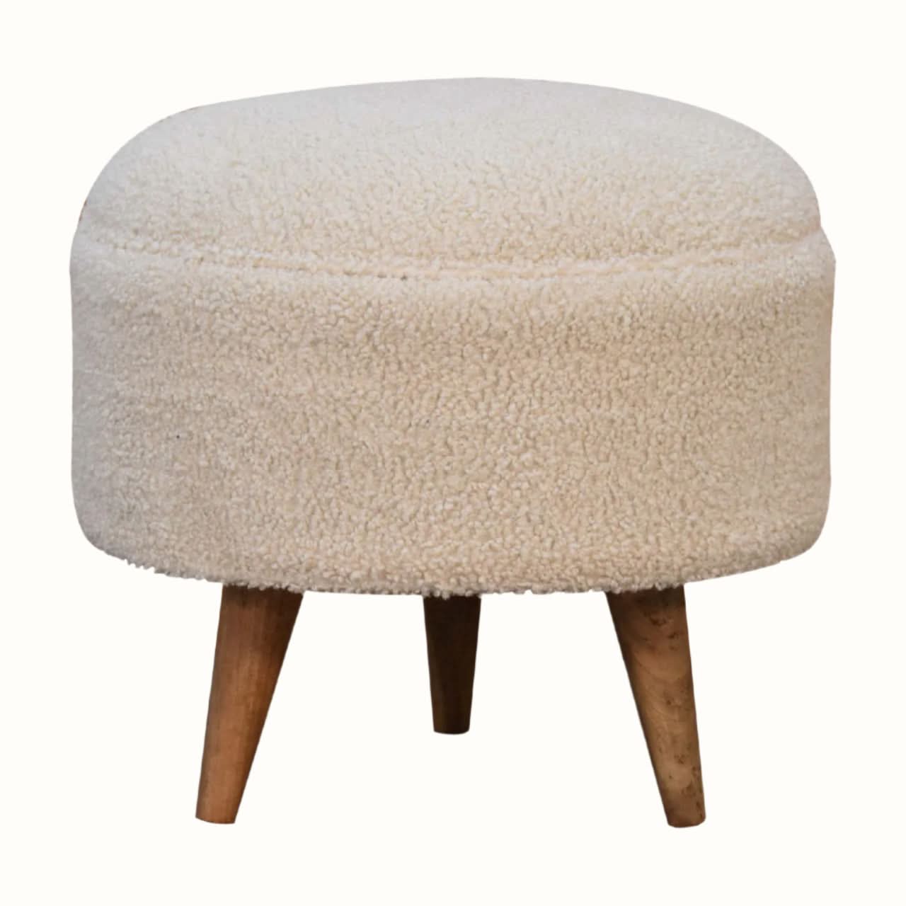Bokel Home Footstools Button Bouclé Footstool - Cream/Natural