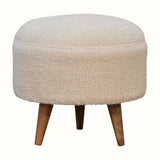 Bokel Home Footstools Button Bouclé Footstool - Cream/Natural
