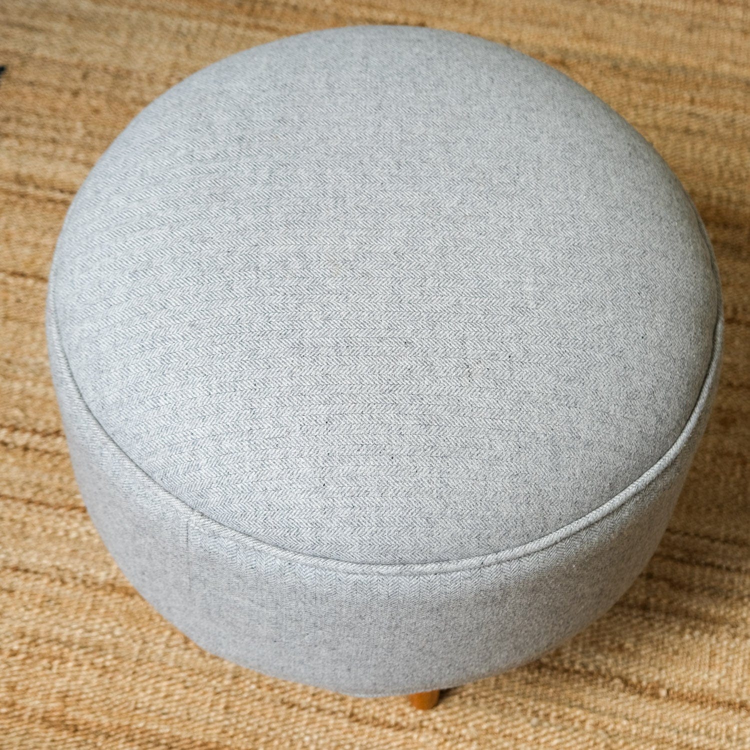 Bokel Home Footstools Button Tweed Footstool - Grey/Natural