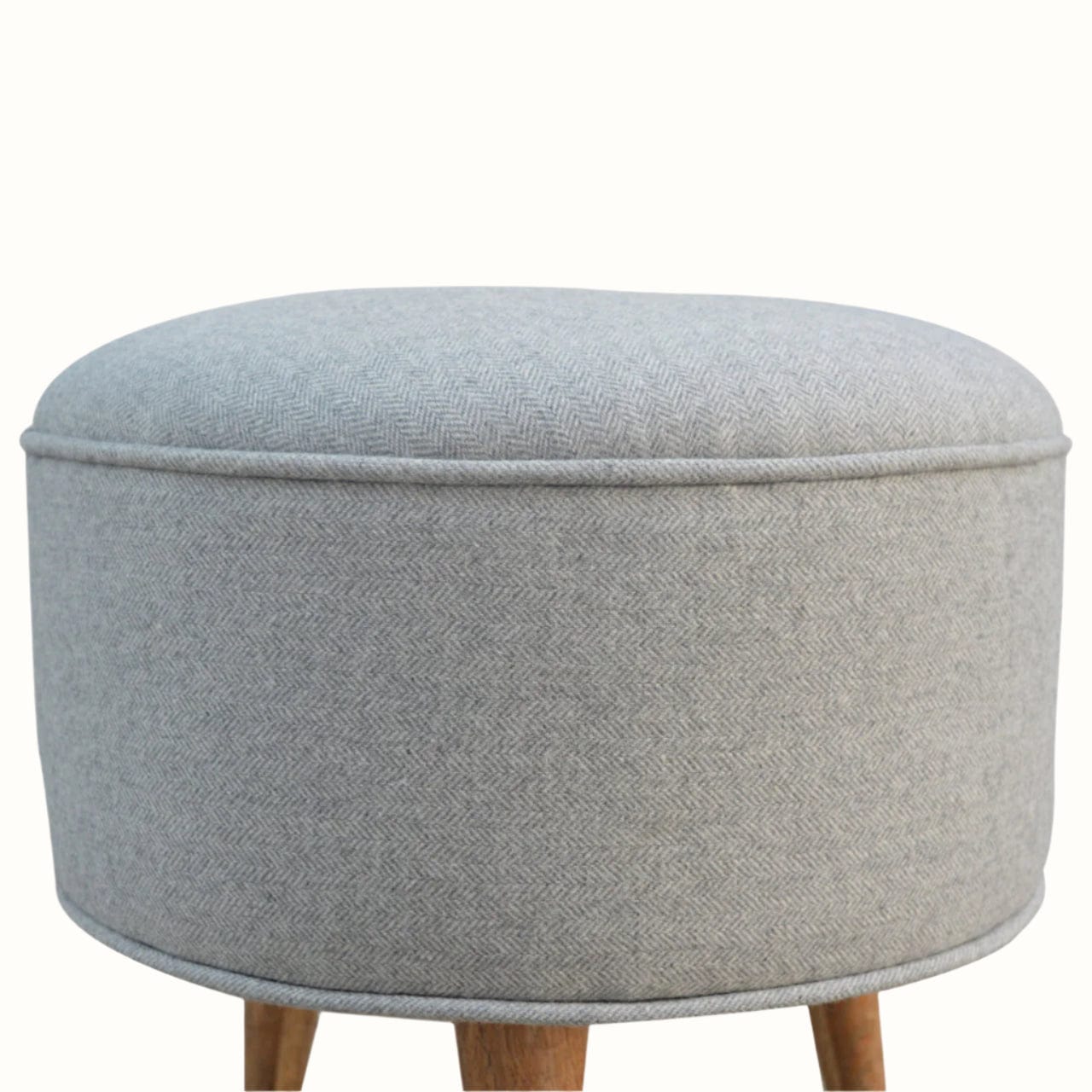 Bokel Home Footstools Button Tweed Footstool - Grey/Natural