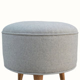 Bokel Home Footstools Button Tweed Footstool - Grey/Natural