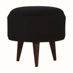 Bokel Home Footstools Button Velvet Footstool - Black/Walnut