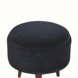 Bokel Home Footstools Button Velvet Footstool - Black/Walnut