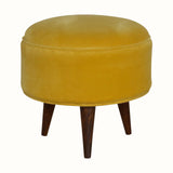 Bokel Home Footstools Button Velvet Footstool - Mustard/Walnut