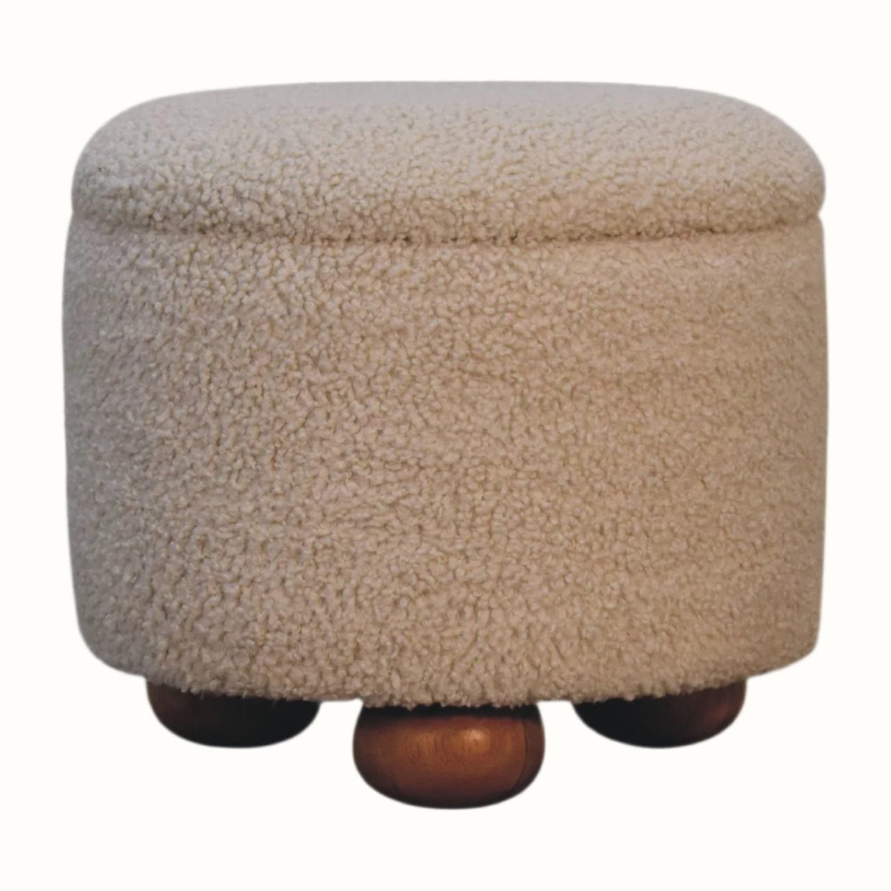Bokel Home Footstools Jalla Bouclé Storage Footstool - Cream/Natural