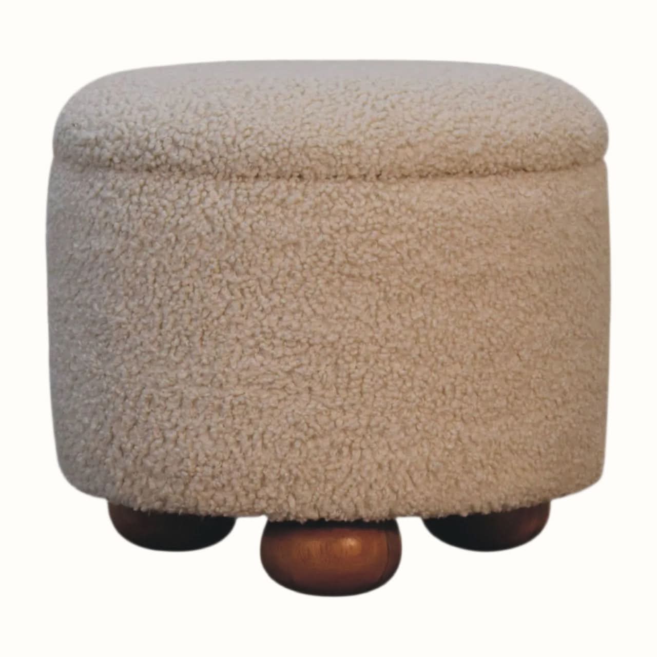 Bokel Home Footstools Jalla Bouclé Storage Footstool - Cream/Natural