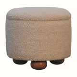 Bokel Home Footstools Jalla Bouclé Storage Footstool - Cream/Natural