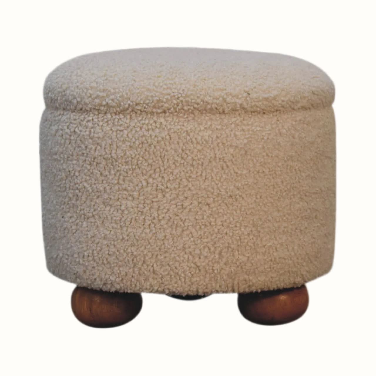 Bokel Home Footstools Jalla Bouclé Storage Footstool - Cream/Natural