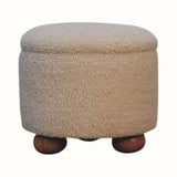 Bokel Home Footstools Jalla Bouclé Storage Footstool - Cream/Natural