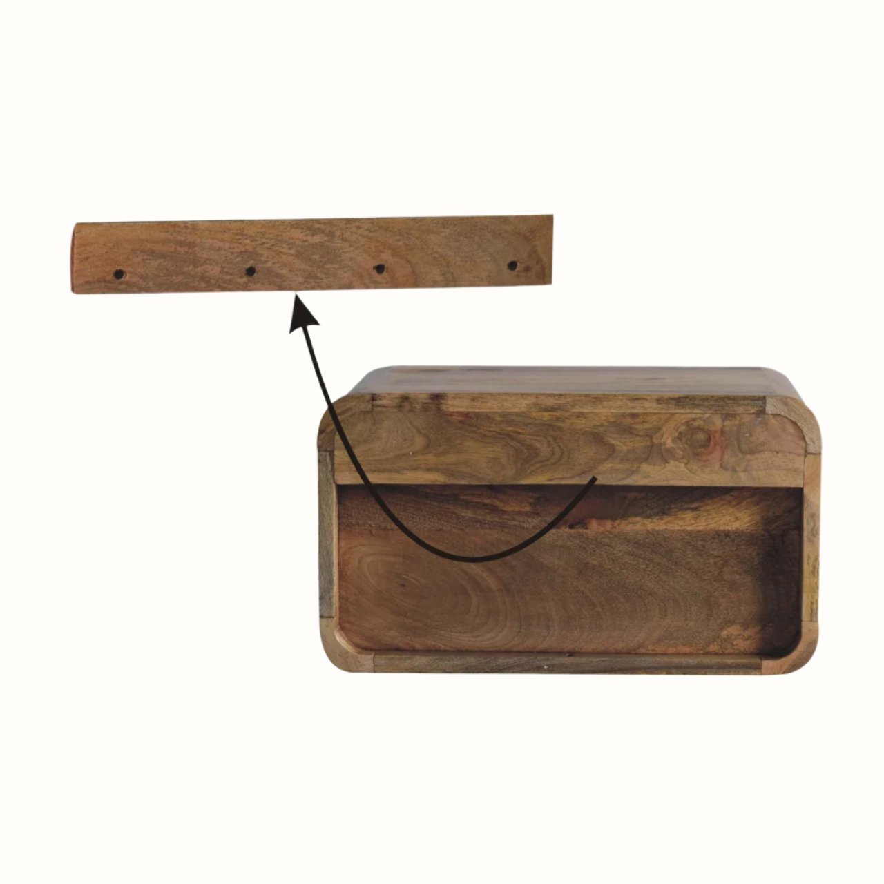 Bokel Home Hamade Open Wall-Mounted Bedside Table, Medium - Natural