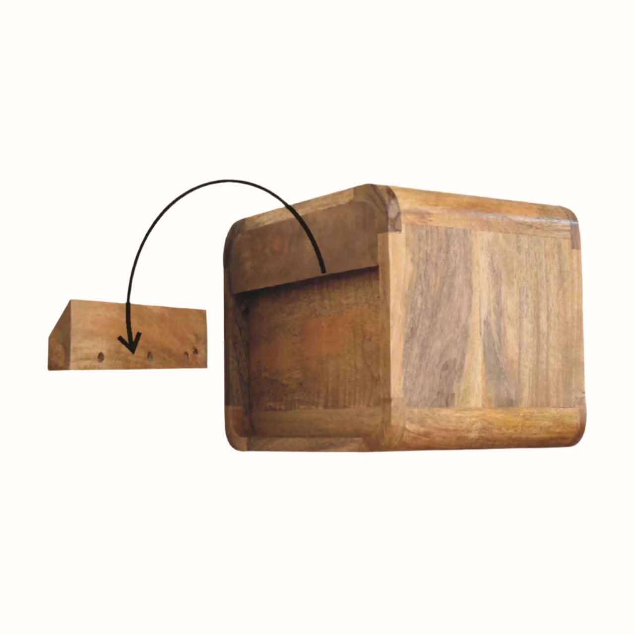 Bokel Home Hamade Open Wall-Mounted Bedside Table, Small - Natural