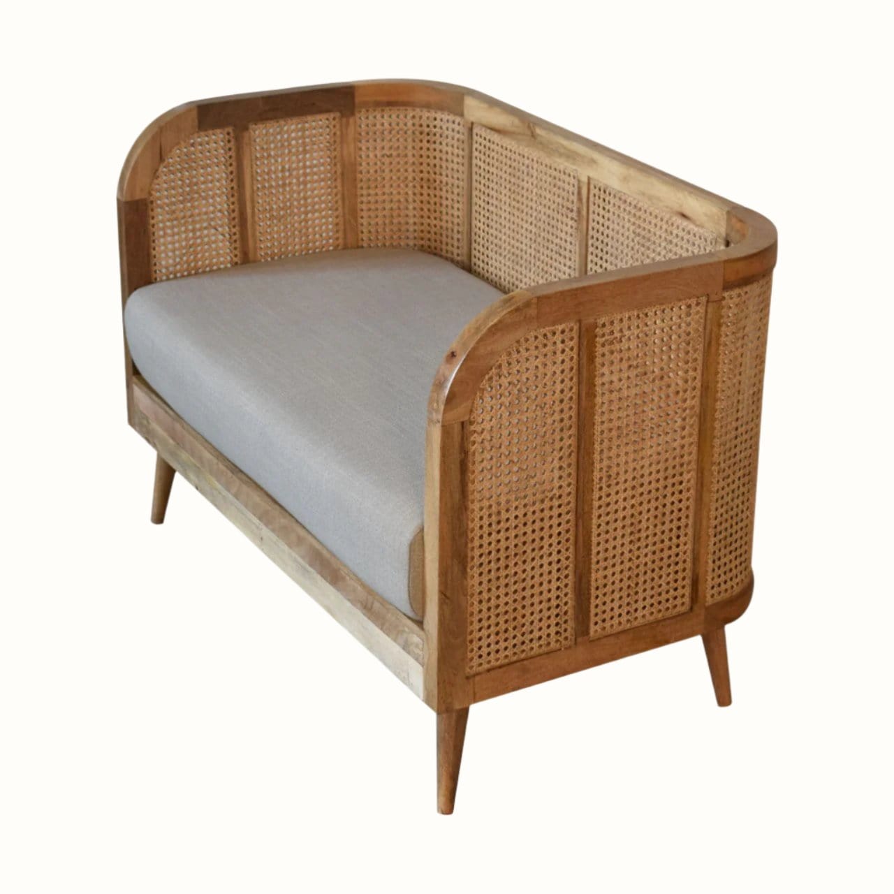 Bokel Home Seeley Cane Sofa - Mud Linen/Natural