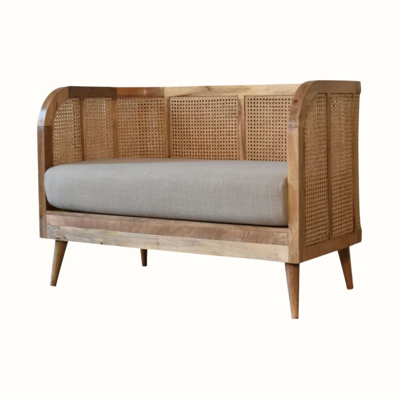 Bokel Home Seeley Cane Sofa - Mud Linen/Natural