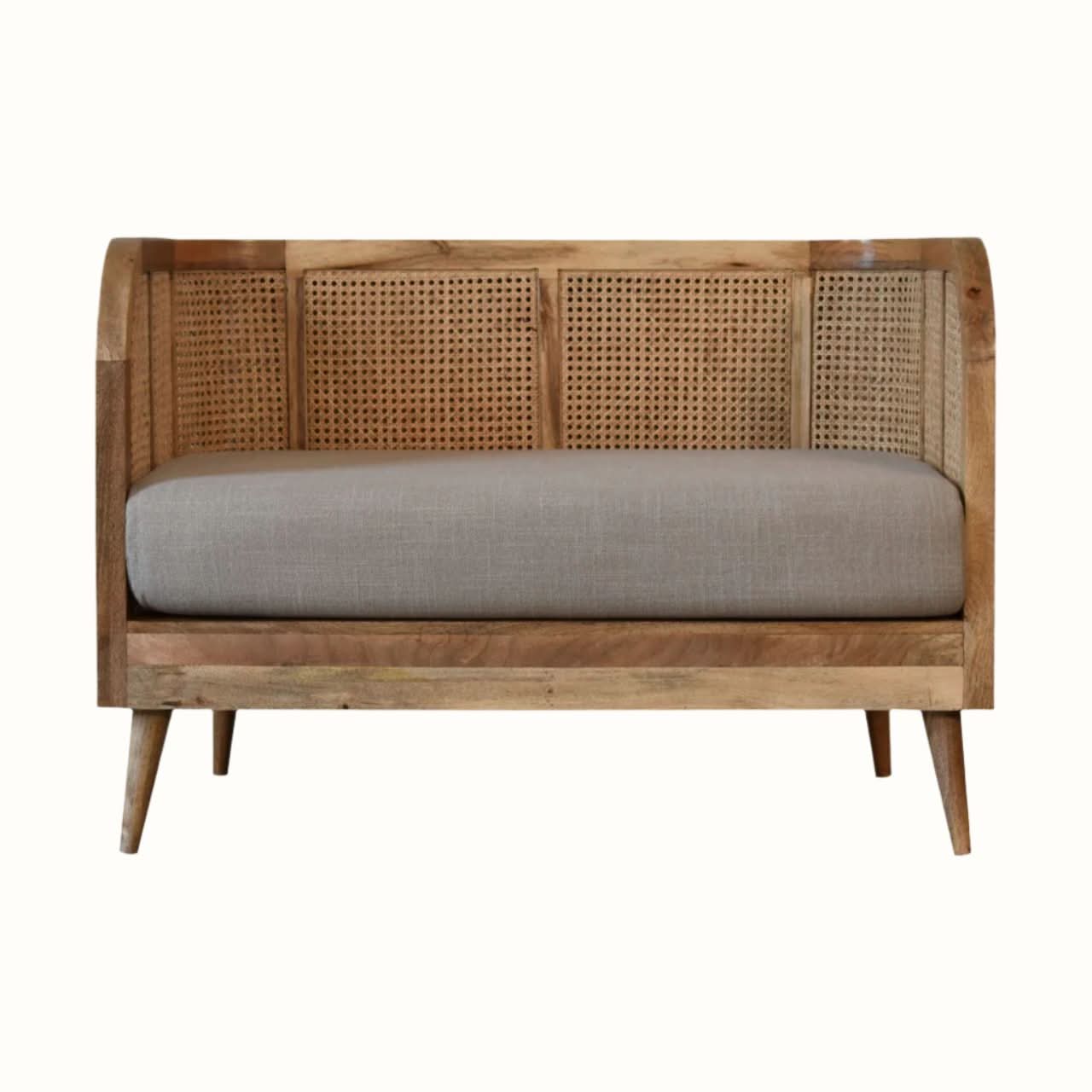 Bokel Home Seeley Cane Sofa - Mud Linen/Natural