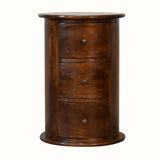 Bokel Home Side Tables Holt 3 Drawer Drum Side Table, Medium - Chestnut
