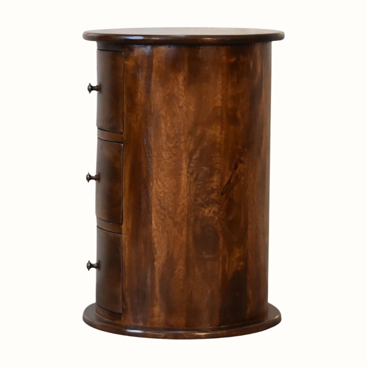 Bokel Home Side Tables Holt 3 Drawer Drum Side Table, Medium - Chestnut