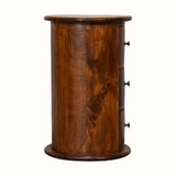 Bokel Home Side Tables Holt 3 Drawer Drum Side Table, Small - Chestnut