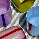 Atina Tumbler Glass - Olive & White