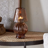 Adesola Glass Tealight Holder Lamp - Amber