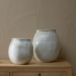 Anjuna Reactive Glaze Ceramic Vase, Small - Off White