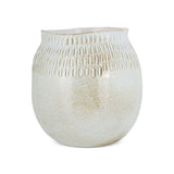 Anjuna Reactive Glaze Ceramic Vase, Small - Off White