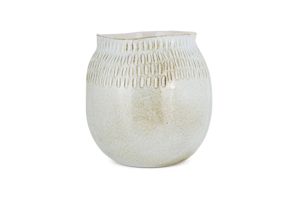 Anjuna Reactive Glaze Ceramic Vase, Small - Off White