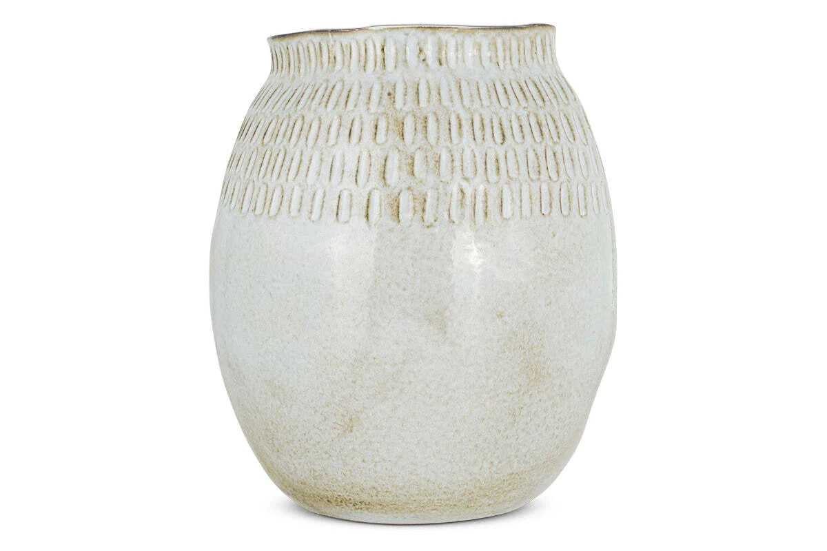Anjuna Reactive Glaze Ceramic Vase, Large - Off White