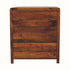 Curved chest of 3 drawers, crafted from solid mango wood in a dark brown chestnut finish.
