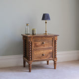 Arlen Spindle Bedside Cabinet, Medium - Amber Oak