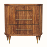 Astrid Ribbed 3 Drawer Chest, Medium - Amber Oak