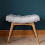 Bethell Curved Stool, Medium - Grey Tweed/Natural