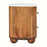Nova Marble Bedside Table with 2 Drawers, Medium - Golden Teak