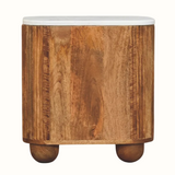 Nova Marble Bedside Table with 2 Drawers, Medium - Golden Teak