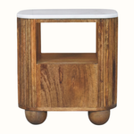 Nova Marble Open Bedside Table with 1 Drawer - Golden Teak
