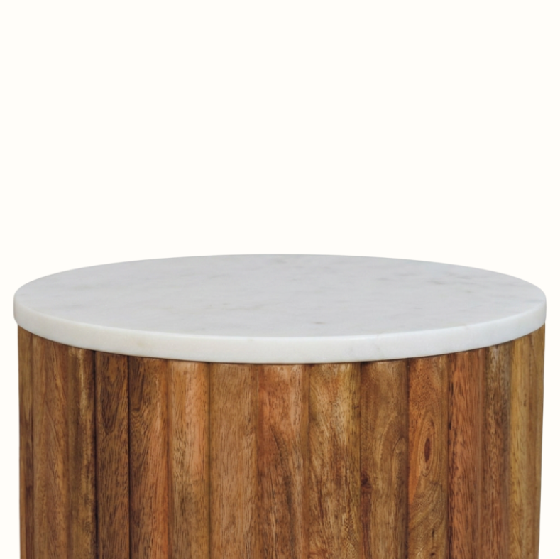Nova Marble Side Table, Small - Golden Teak