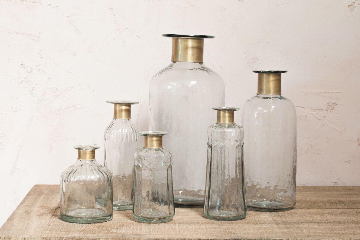 Chara Hammered Bottle Vase, Small - Lines