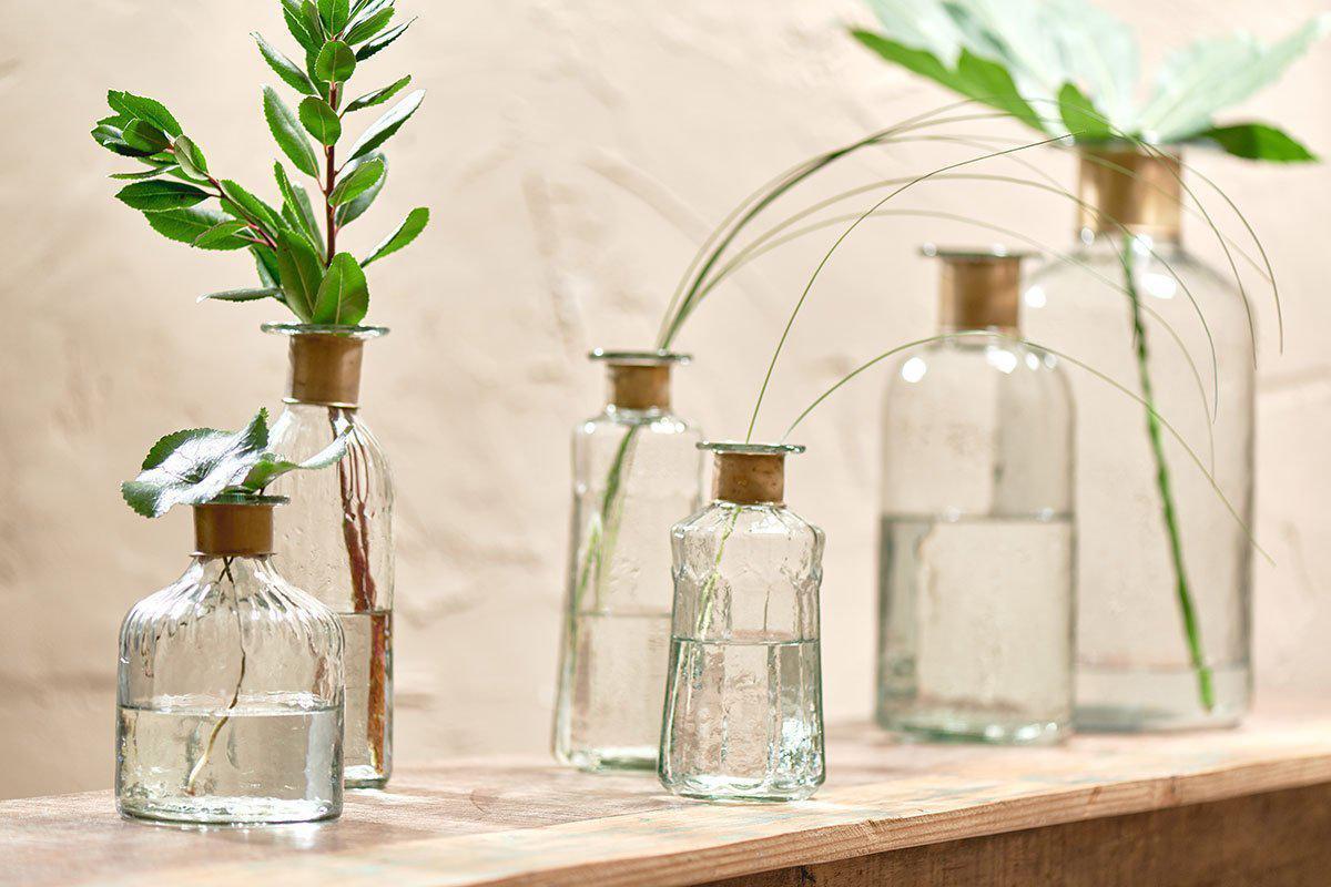 Chara Hammered Bottle Vase, Small - Lines